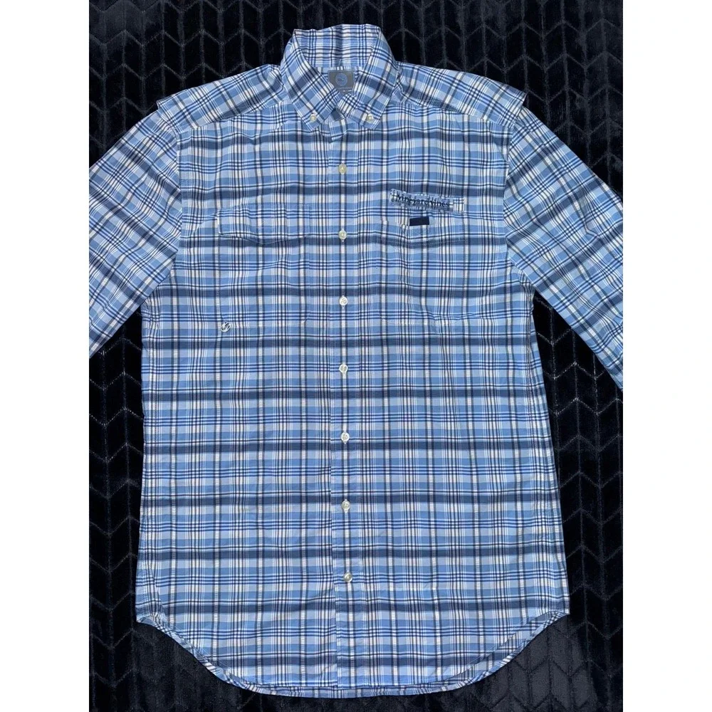 Vineyard Vines Harbor Shirt Blue Plaid Button Down Fishing Vented Back Sz XS - Picture 2 of 10